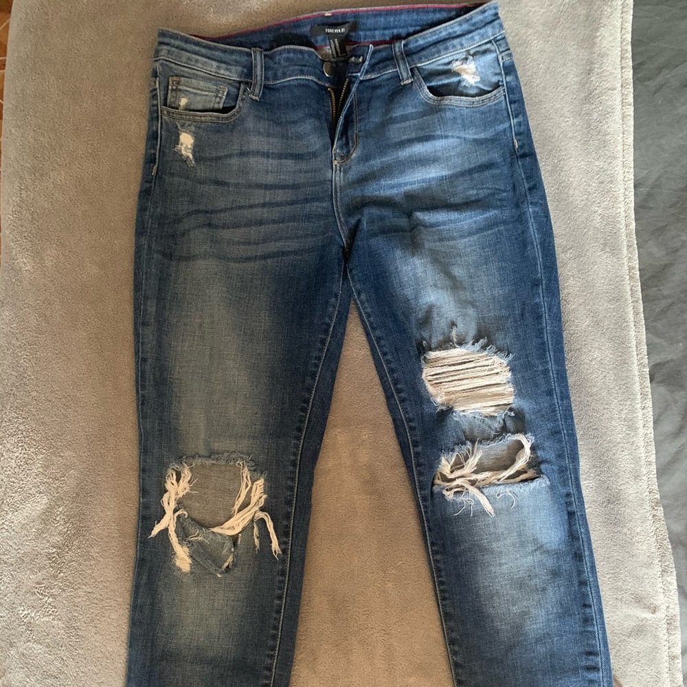 Dark blue ripped Forever21 Jeans